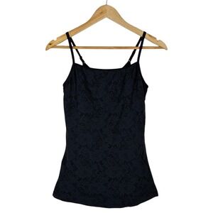 Flexees Maidenform Floral Lace Camisole Tank Top Black Romantic Coquette Size 2X